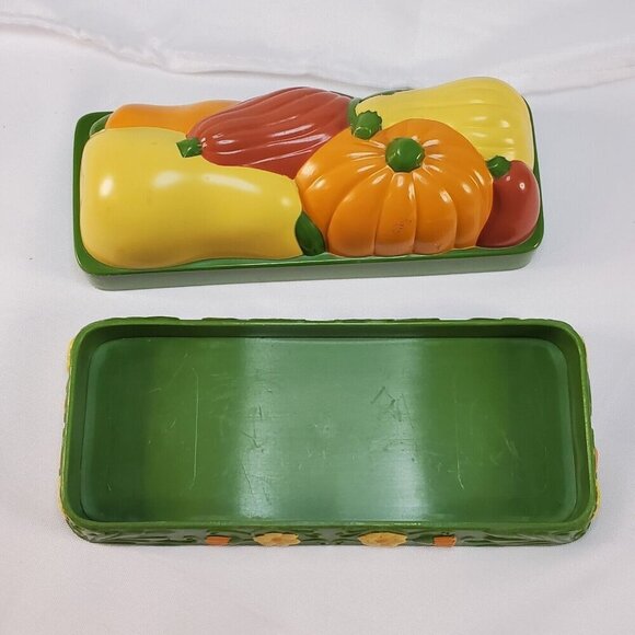 VTG Thanksgiving Fall MCM Butter Dish Retro 1960's Veggies Harvest  Cottagecore - Picture 8 of 9